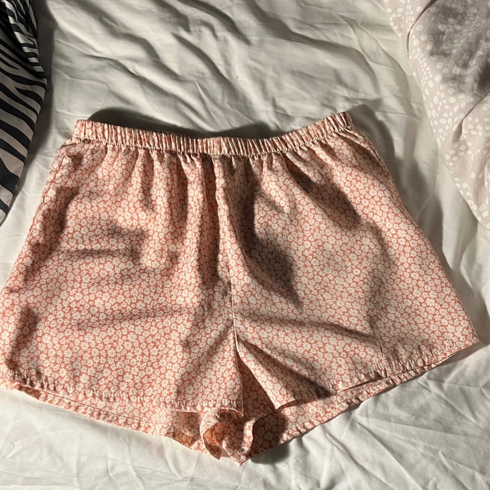Pink Sheer Floral Shorts